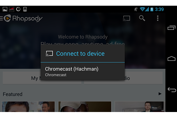 rhapsody chromecast