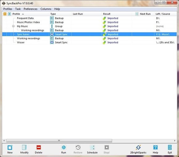 SynBack Main Window