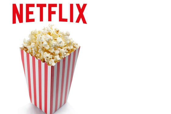 Netflix logo with popcorn