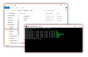 Bash accessing files on Windows 10.