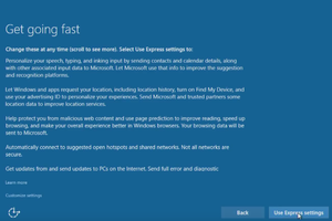 windows 10 install express settings