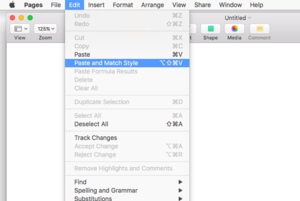 pages paste match style