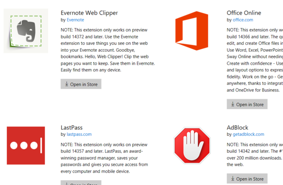 Microsoft edge extensions
